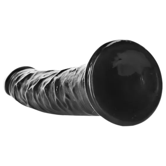 RealRock - realistický dildó - úzky tvar - čierny - 15,5 cm