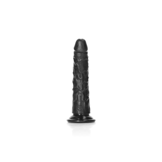 RealRock Slim - realistické dildo s lepivými nožičkami - 15,5 cm (čierne)