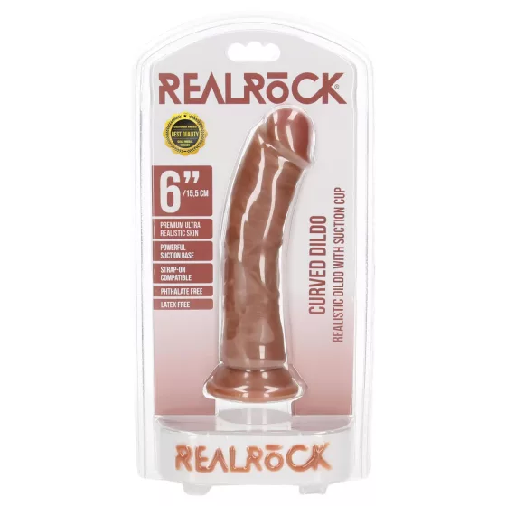 RealRock - realistický dildo - 15,5 cm - tmavá prírodná farba