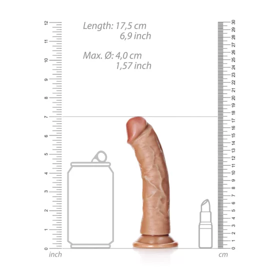 RealRock - realistický dildo - 15,5 cm - tmavá prírodná farba