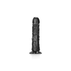   RealRock Curved - zakrivené realistické dildo s lepivými nožičkami - 15,5 cm (čierne)