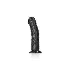   RealRock Curved - zakrivené realistické dildo s lepivými nožičkami - 15,5 cm (čierne)