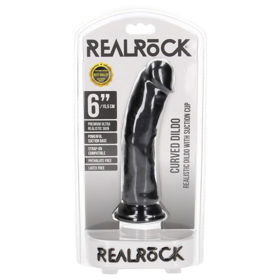 RealRock - realistický dildo s prísavkou - 15,5 cm - čierny