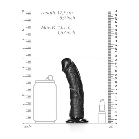 RealRock - realistický dildo s prísavkou - 15,5cm (čierny)