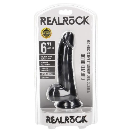 RealRock - realistický dildo s prísavkou - 15,5 cm - čierny