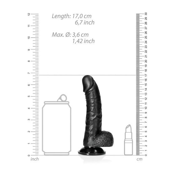 RealRock - realistický dildo s prísavkou - 15,5 cm - čierny