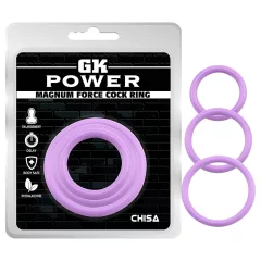   GK Power Magnum Force - silikónová sada krúžkov na penis (fialová) - 3 ks