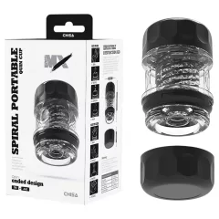   MX Spiral Portable Quin Cup - špirálový masturbátor so sacím účinkom (čierny)