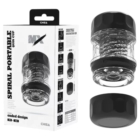 MX Spiral Portable Quin Cup - špirálový masturbátor so sacím účinkom (čierny)