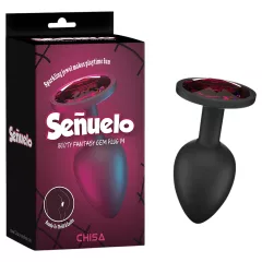   Senuelo Booty Fantasy - silikónový análny plug s kryštálom (čierny) - M