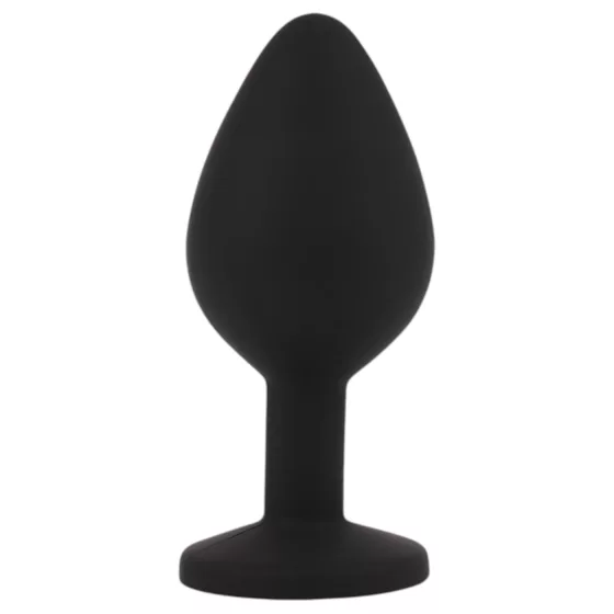 Senuelo Booty Fantasy - silikónový análny plug s kryštálom (čierny) - M