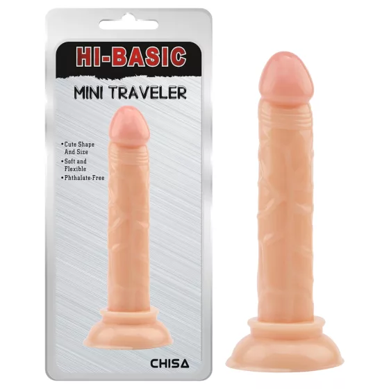 Hi-Basic Mini Traveler - mini dildó s prísavkou (telovej farby) - 14 cm