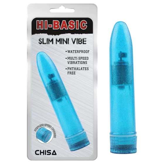 Hi-Basic Slim Mini Vibe - klasický mini tyčový vibrátor (modrý)
