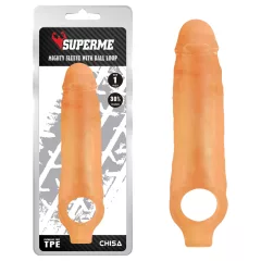   SuperMe Mighty - návlek na penis s erekčným krúžkom (telovej farby)
