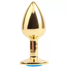   Hi-Basic Blue Gem - kovový análny kolík s modrým kryštálom (zlatý)