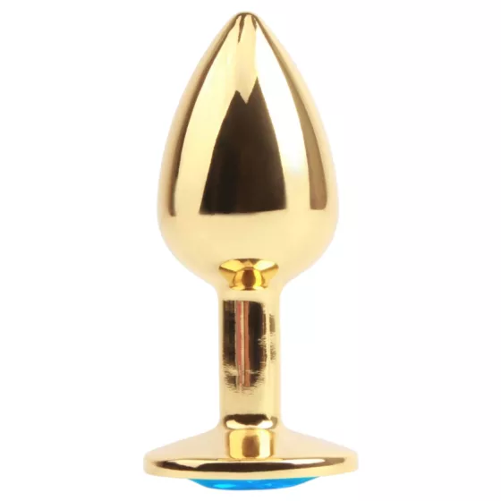 Hi-Basic Blue Gem - kovový análny kolík s modrým kryštálom (zlatý)