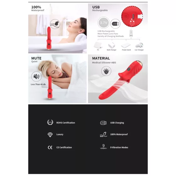 Bestoy - vibrátor na G bod - vodotesný - červený