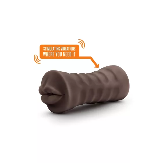 Enlust Krystal - vibračná umelá ústa - realistické vyhotovenie - hnedá