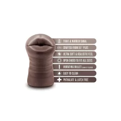   Enlust Krystal - vibračná umelá ústa - realistické vyhotovenie - hnedá