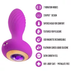 Oh My Gem - vibračný análny kolík s kameňom - fialový