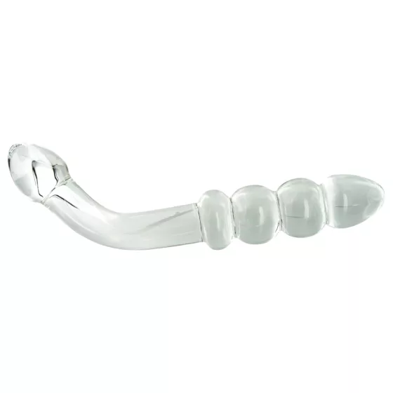 Prisms Hamsa - dvojitý sklenený dildo na G-bod - priehľadný