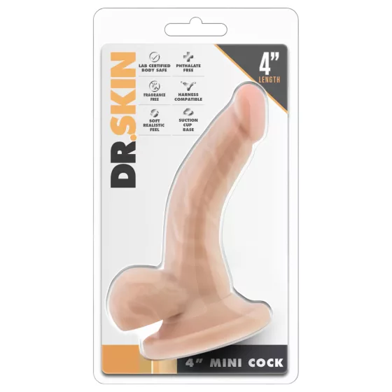 Dr. Skin 4 - realistický dildo s prísavkou a semenníkmi - telová farba 12 cm
