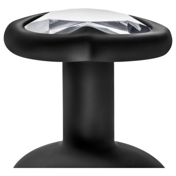 Temptasia S - análna zátka so srdiečkom a strieborným kamienkom - čierna - malá