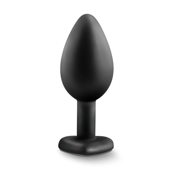 Temptasia M - Srdcový anál plug s kamienkom (čierny) - stredný