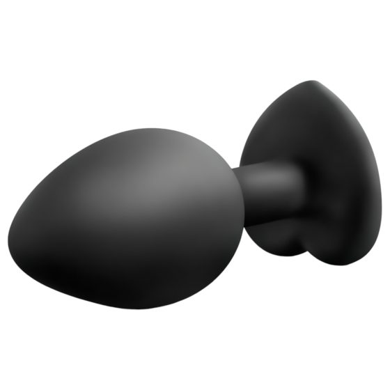 Temptasia M - Srdcový anál plug s kamienkom (čierny) - stredný