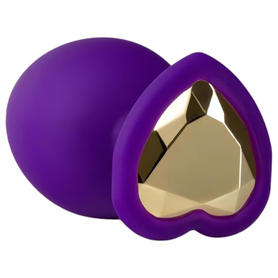 Temptasia S - zlatý anál plug so srdcom (fialový) - malý