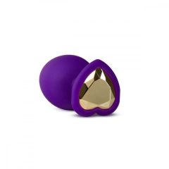   Temptasia M - análne dildo v tvare srdca so zlatým kamienkom (fialové) - stredné