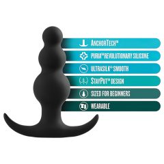 Anal Adventures Platinum - perlový análny kolík (čierny)