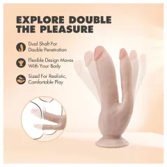 Dr. Skin 8 - dvojitý dildo s prísavkou - telová farba