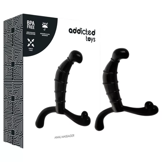 Addicted Toys - masážny prístroj na prostatu a hrádzu (čierny) - 11,3 cm