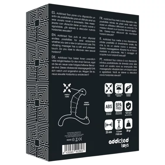 Addicted Toys - masážny prístroj na prostatu a hrádzu (čierny) - 11,3 cm