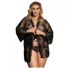   Subblime Queen Plus - čierny čipkovaný županový set (XL-2XL)
