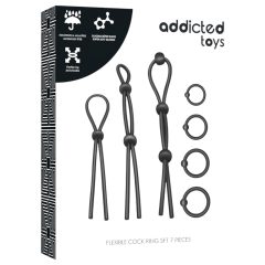   Addicted Toys - sada silikónových erekčných krúžkov - 7 ks - čierna