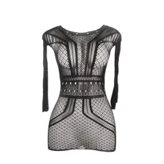   Subblime 951931 - sieťované šaty s otvoreným chrbtom (čierne) - XS-M