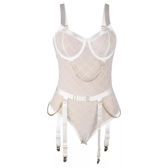 Subblime 954291 - body s retiazkami - priesvitné biele - L/XL