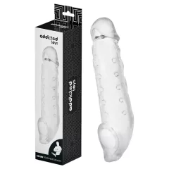   Addicted Toys - návlek na penis s erekčným krúžkom - 23 cm - transparentný