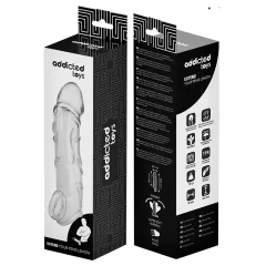   Addicted Toys - návlek na penis s krúžkom na semenníky - 27 cm - priehľadný