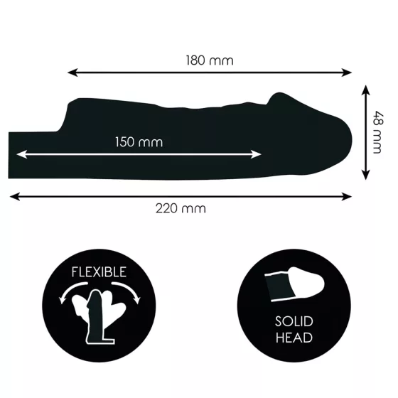 Addicted Toys - návlek na penis s krúžkom na semenníky - 27 cm - priehľadný