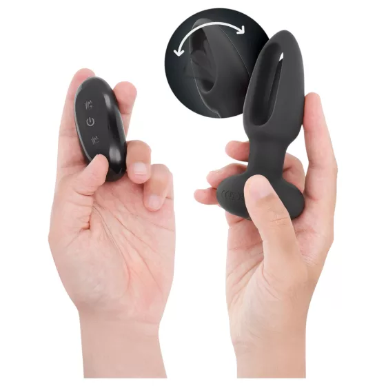 Addicted Toys - análny vibrátor s pohybujúcim sa jazykom - čierny