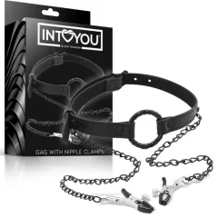 INTOYOU - ústny zverák s klipsami na bradavky - čierny