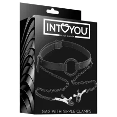 INTOYOU - ústny zverák s klipsami na bradavky - čierny