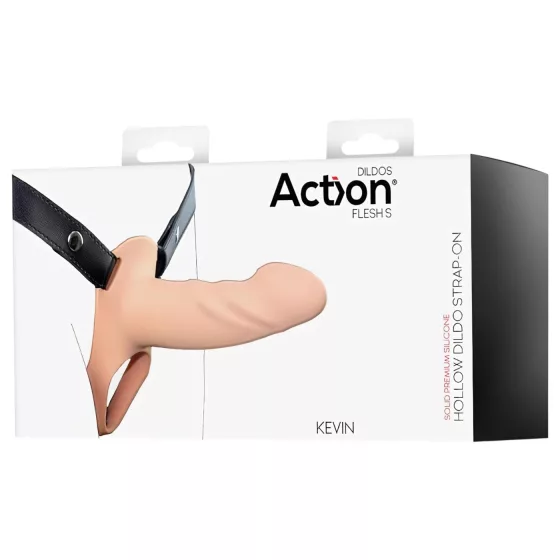 Action StrapOn S - pripínací, duté dildo (telovej farby)