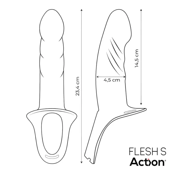 Action StrapOn S - pripínací, duté dildo (telovej farby)