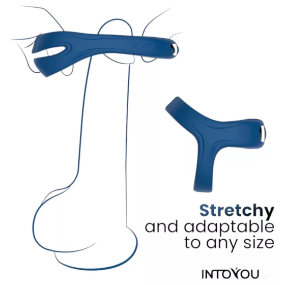 INTOYOU - vibračný erekčný krúžok na penis a semenníky - smart funkcia - modrý