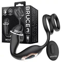   IntoYou Bruce - rotačný rádiový vibrátor prostaty s dvojitým krúžkom (čierny)