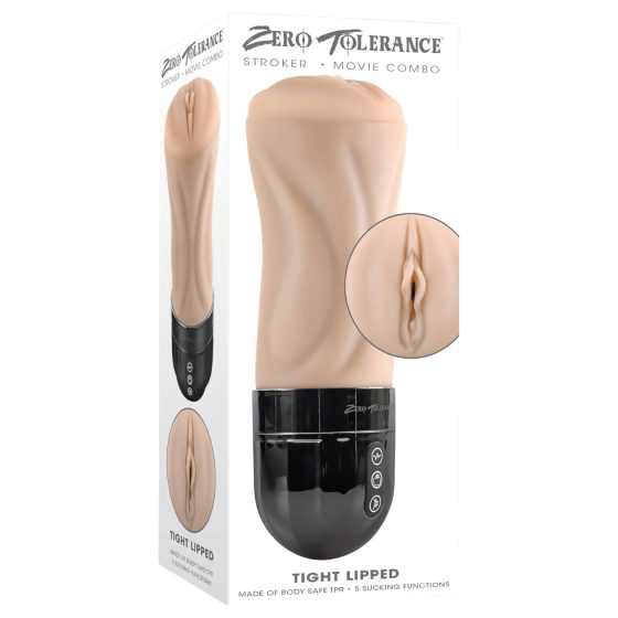 Zero Tolerance Tight Lipped - sací-vibračná umelá vagína (naturál)